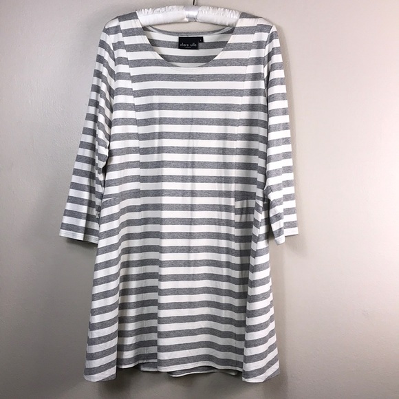 Olars Ulla Sweden grey and white dress size Large - Picture 1 of 5